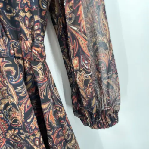 Evereve Dress Extra Small Eliza Paisley Midi Long Sleeve Business Work Office