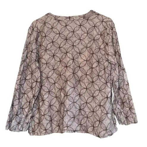 JM Collection Linen Present Top Women 16W Brown Boho Resort Vacation Lightweight