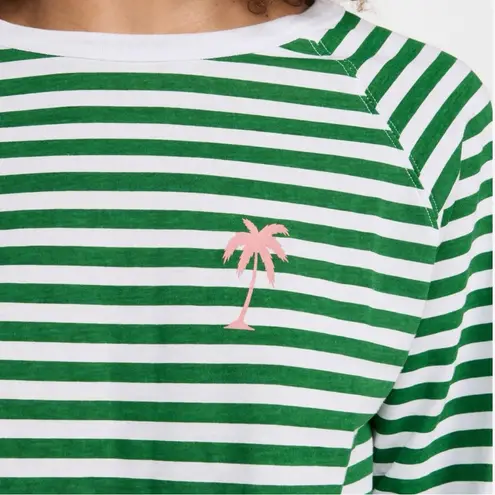 South Parade Lenny Palm Tree Green and White Stripe Long Sleeve Top Size S