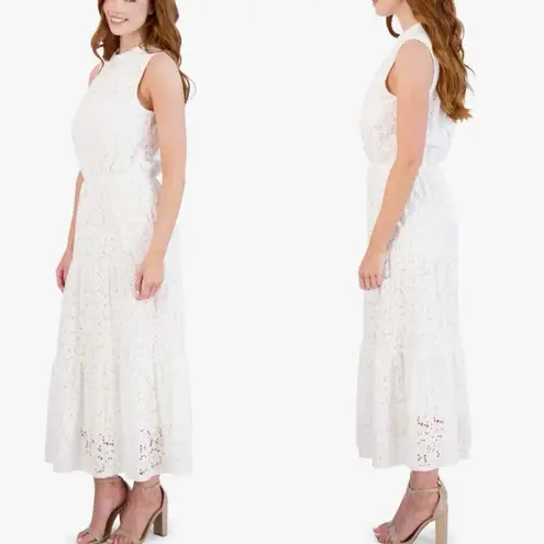 Julia Jordan Tiered Eyelet Maxi Dress Size US 8 Ivory