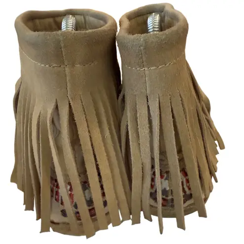 ALDO VTG Y2K  Skagen Suede Fringe Moccasin Embroidered Booties Boho Festival Fall
