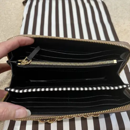 Henri Bendel Plaza Zip Around Wallet Clutch Python Snake Gold Blocked Leather