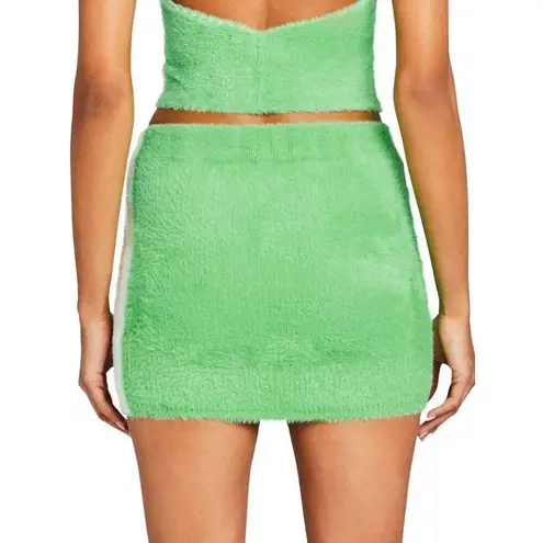 SER.O.YA Winnie Skirt in Pistachio & Cream XSmall Womens Faux Fur Fuzzy Mini Green Size XS