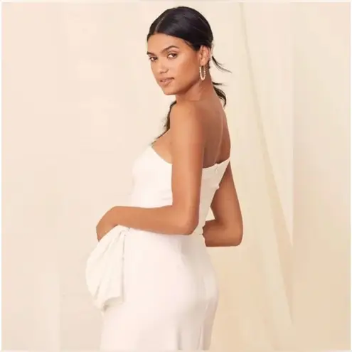 Lulu's One Shoulder White Midi Dress Size L