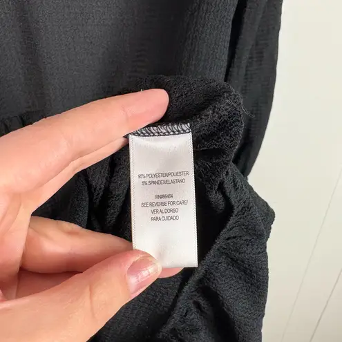 Sandra Darren Black Tiered V-Neck Lightweight Long Sleeve Dress Large L Minimal - Image 4