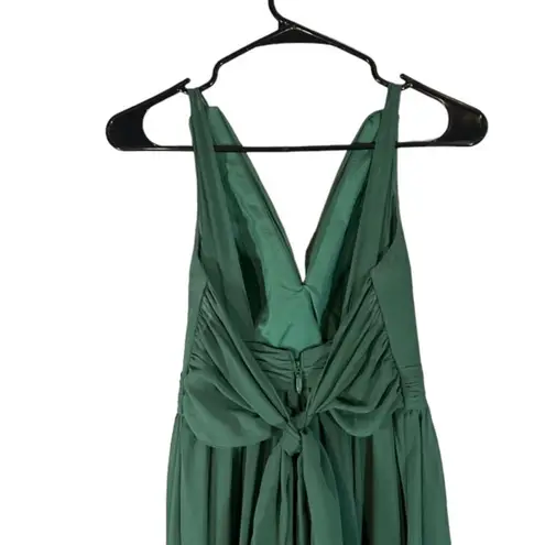 Azazie Kora Dark Green A-Line Pleated Chiffon Bridesmaid Prom Dress Sz A2