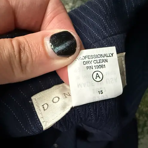 Vintage Doncaster blue pin stripe wool blend business suit vest, size 12