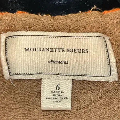 Moulinette Soeurs Anthropologie Tuberose Lace Orange crochet side zip flowy skir