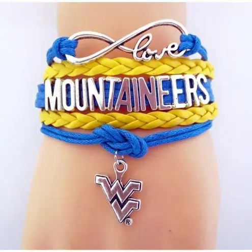 infinity New Womens West Virginia Mountaineers Multi-Cord Blue & Gold  Bracelet