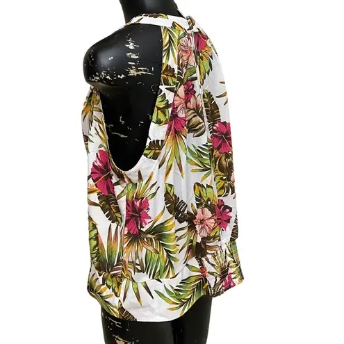 NEW 7th Avenue New York & Co Yellow Pink Tropical Print Top NEW Size XXL
