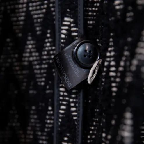 Isabel Marant Elis Zigzag Striped Jacquard Wool Blend Coat Black And Beige 34/0