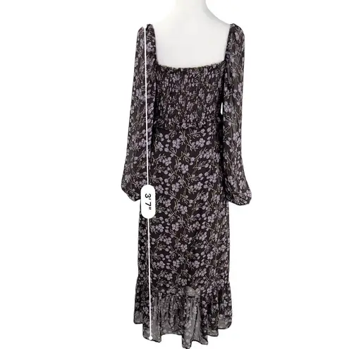 143 Story By Line Up Sz M Floral Maxi Brown Lavendor Front Slit Dress