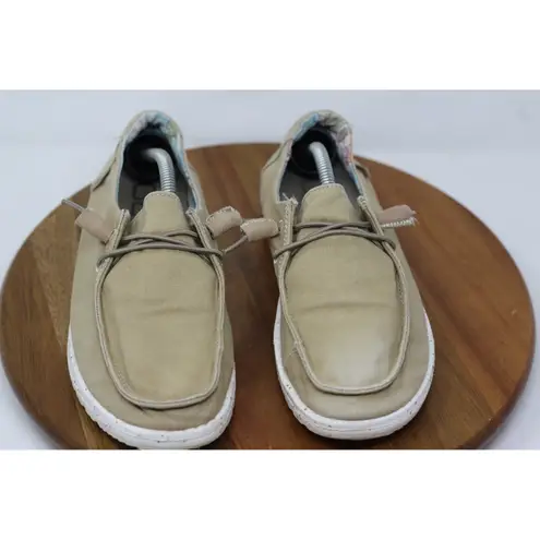 Hey Dude Wendy Floral Beige Casual Loafers Lightweight Shoes Womens Size 7