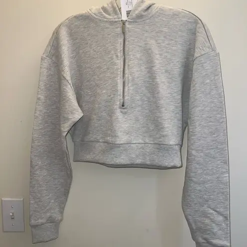 We Wore What Light Heather Gray Oversized Cropped Hoodie