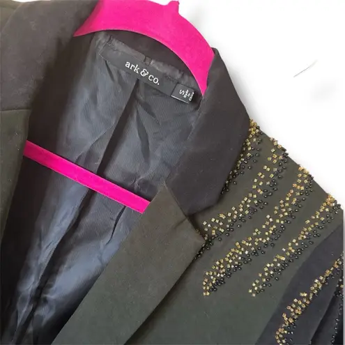 ark & co. Blazer Green/Black Size S with Beaded Shoulder Detail Black