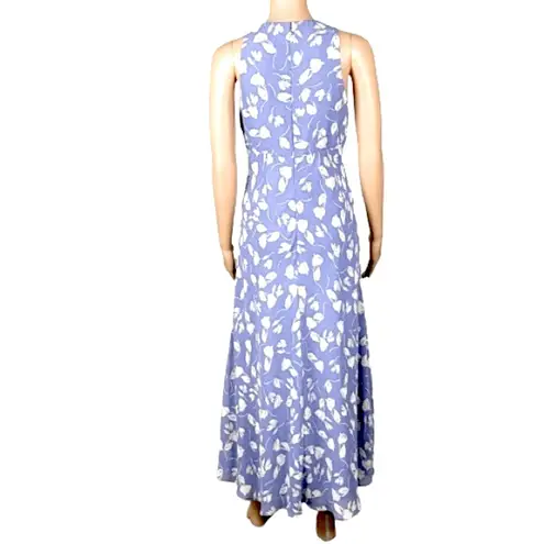 Chadwick's CHADWICK’S periwinkle with cream abstract roses/leaves maxi dress. Size 10. EUC