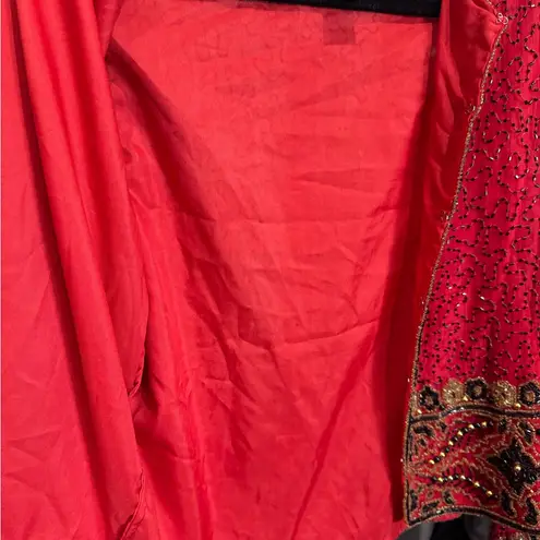 Laurence Kazar Red and Gold Beaded Silk Jacket