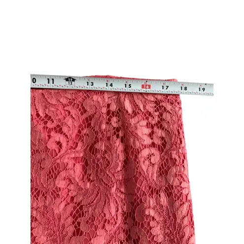Oscar de la Renta Coral Pink Lace Scalloped Skirt Size 12