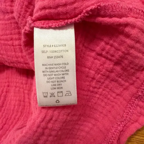 Evereve Women's XL Tank Top Pink Cotton Button Front Double Gauze Summer Cami