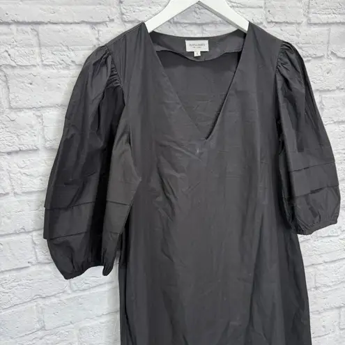 Olivia James The Label Black Georgia Midi Dress Size S Pockets Puff Sleeves