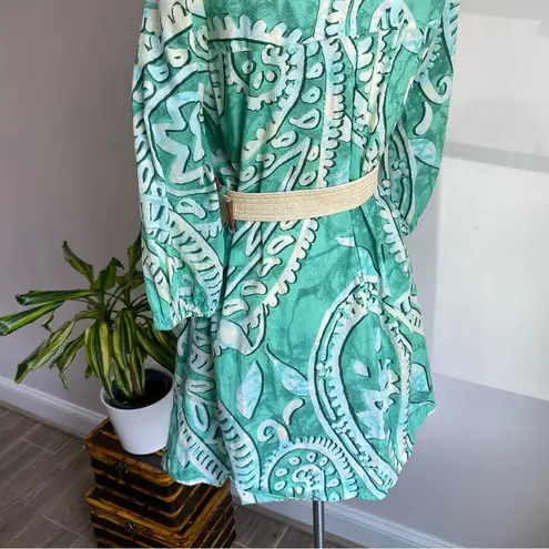 River Island Paisley belted shirt dress in green