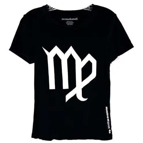 Norma Kamali Black & White VIRGO Astrology Symbol T-Shirt Size Medium