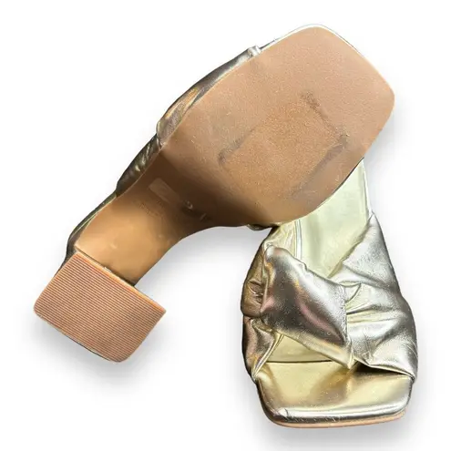 Open Edit Nordstrom Saydee Gold Metallic Puff Sandal Heel Sz 7.5