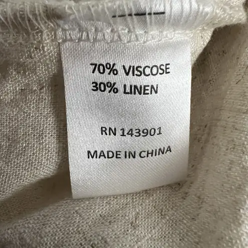 Coco + Carmen Pants Womens Medium Cream Linen Blend Cropped Frayed Hems Neutral