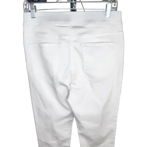 Martha Stewart Women's Jeans Size 8 White Knit Denim Ankle Pull On Elastic NWOT