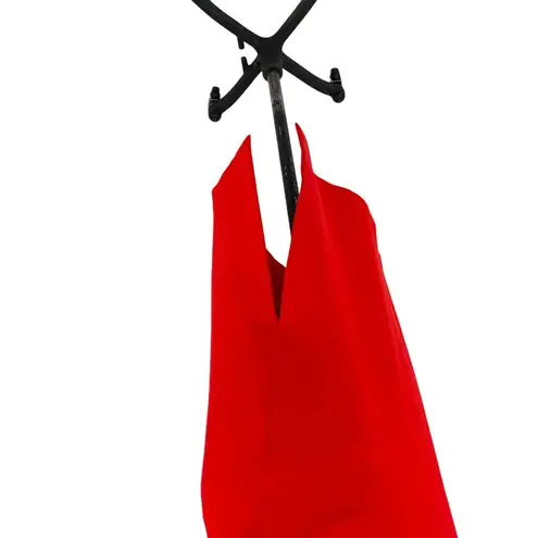 Halston Heritage Sleeveless Crepe Dress With Side Strips In Red Size 0