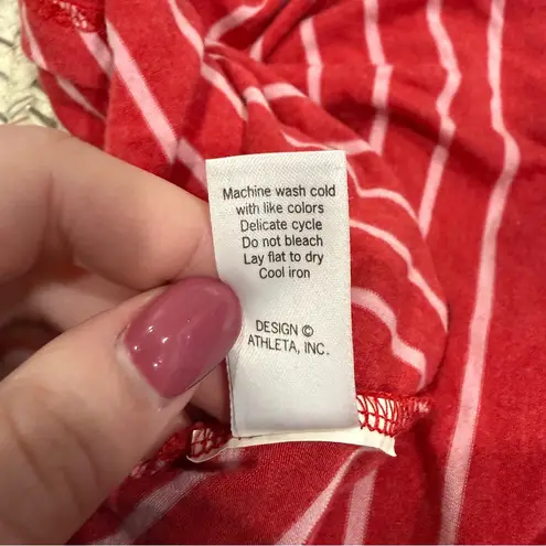 Athleta  Red and White Dusty Shark Bite Striped Maxi Dress