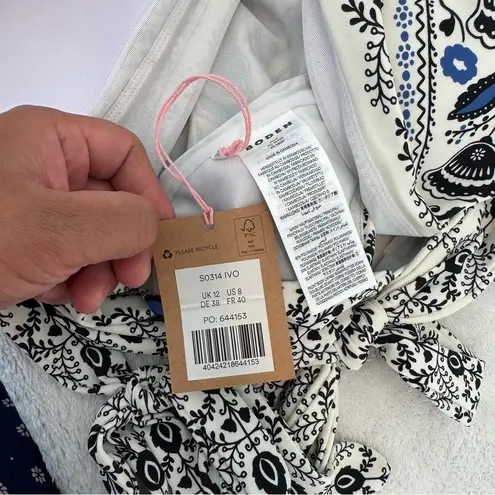 Boden Bow Detail Halter Swimsuit size 8 White