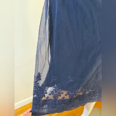 Carolina Herrera New York Vintage Cocktail Dress Blue Lace Silk Size 6