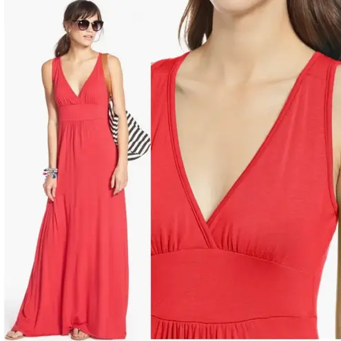 Loveappella v-neck jersey stretch orange maxi sleeveless dress Size XS pullover