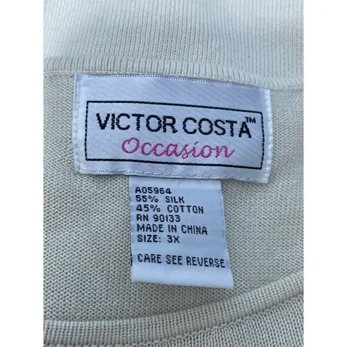 Victor Costa Silk Blend Sleeveless Sweater Blouse 3X Cream Minimalist Layering