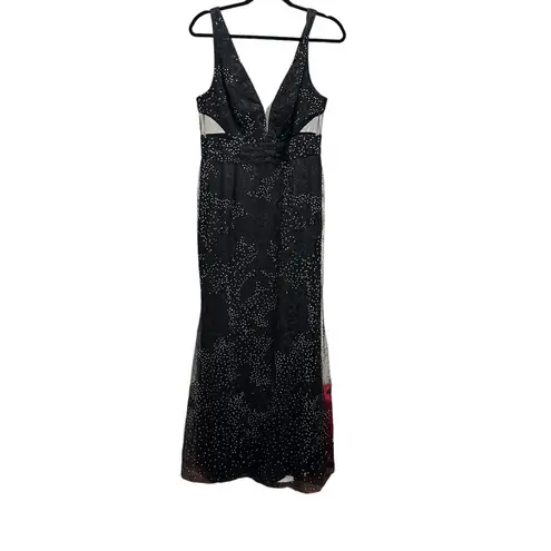 Marchesa Notte Glitter Gown in Black Size 14
