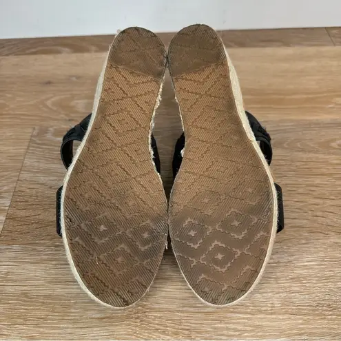 Zodiac Black Leather Poppy Slide Espadrill Sandals, Size 8