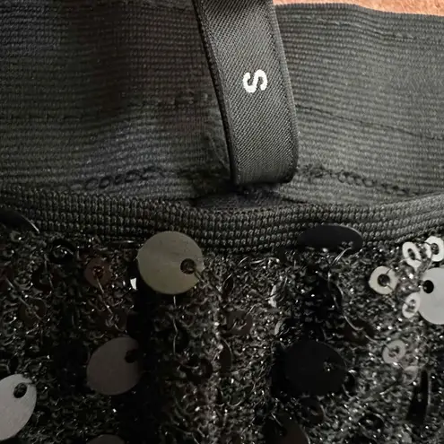 CALZEDONIA Black Sequin Elastic Waistband Wide Leg Pants Size Small