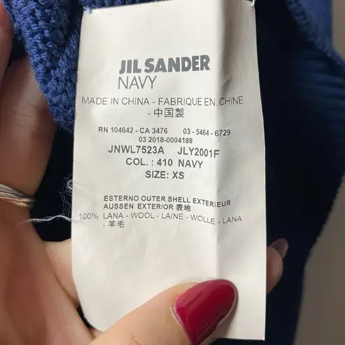 Jil Sander  Navy | Wool Half Zip Knit Sweater in Navy