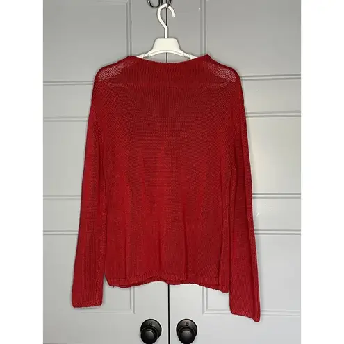 W By Worth Brick Red Knit Funnel Neck Pullover Sweater Size Large