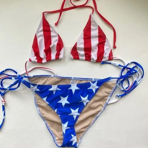 NWOT Forplay sexy Stars and Stripes string bikini, size large