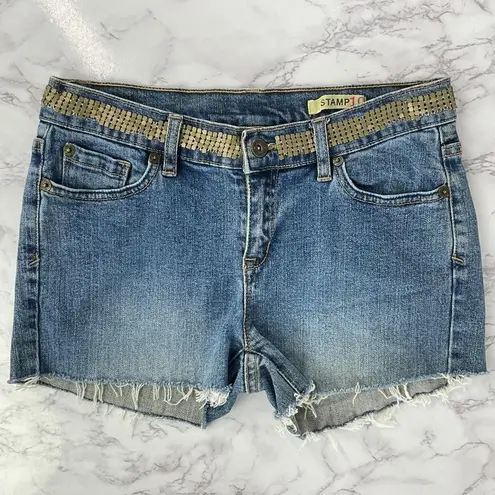 Stamp 10 Blue Metal Detail Custom Cutoff Shorts 4