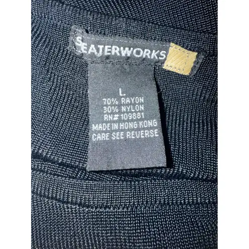 SwEATERWORKS Black Floral Applique Tank Top L boho whimsigothfiry Y2K pink Size L