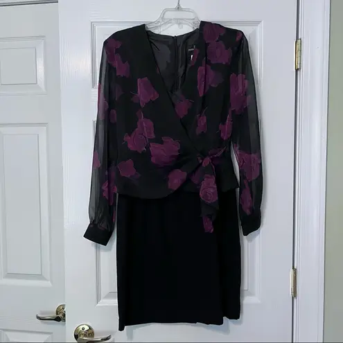 Formal cocktail wrap dress black and burgundy wedding size 6