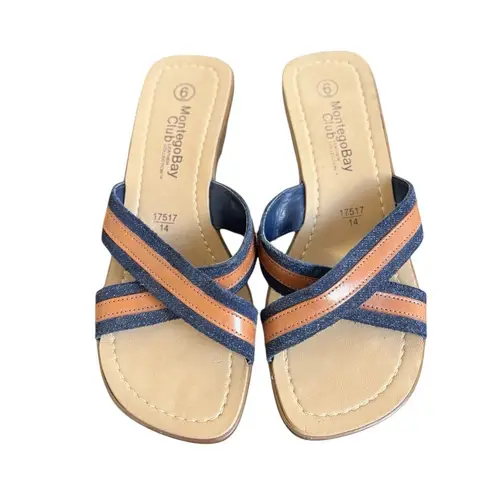 Montego Bay Club Y2K Denim Leather Heels Sandals Size 6 New Brazil