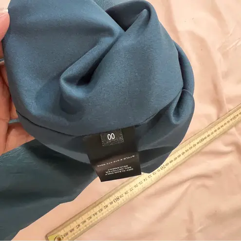 Rebecca Taylor Faux Leather Elegant High Rise Blue Tie Waist Faux Wrap Skirt 00