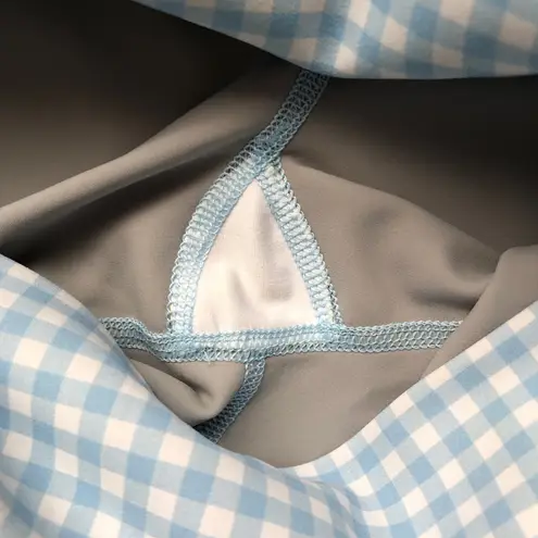 Alo Yoga 4" Vapor High-Waist Gingham Short Blue Skies XXS