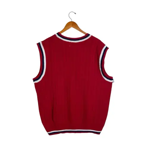 Tommy Hilfiger  VTG 90's Y2K Red Ribbed Cable Knit Preppy Varsity Sweater Vest