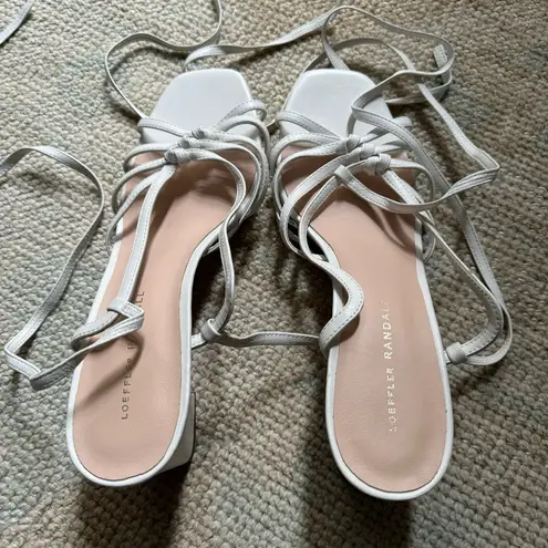 Loeffler Randall Women's Libby Ankle-Wrap White Leather Sandals | 9.5