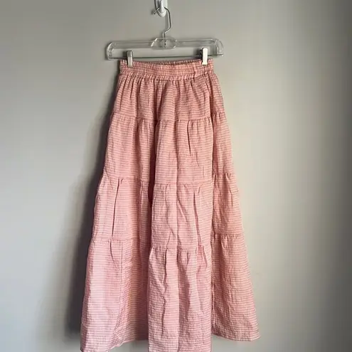En Saison Riley Stripe Midi Skirt Pink